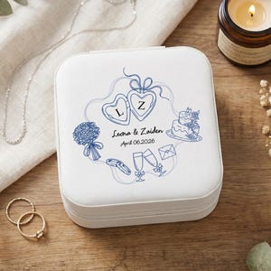 Personalized Wedding Jewelry Box, Custom Name Jewelry Organizer, Bride Gift, Wedding Gift for Couple, Engagement Gift, Bridal Shower Gift