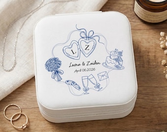 Personalized Wedding Jewelry Box, Custom Name Jewelry Organizer, Bride Gift, Wedding Gift for Couple, Engagement Gift, Bridal Shower Gift