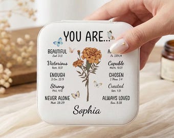 Personalized Baptism Gift for Girls, First Holy Communion Gift, Confirmation Gift for Teenage Girl, Christian Jewelry Case with Name