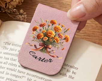 Custom Magnetic Bookmark, Personalized Leather Bookmark, Best Friend Gift, Reader Gift, Teacher Gift, Book Accessory, Graduation Gift