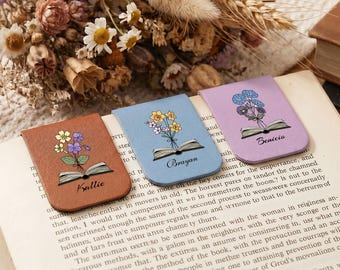 Marcapáginas personalizado con la flor de nacimiento para mamá, marcapáginas con nombre personalizado, regalo del Día de la Madre para mamá, regalo para amantes de los libros, regalo para lectores, regalo para mamá