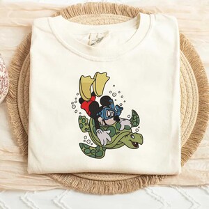 Cartoon Diver Mouse Riding Turtle Embroidery File – Summer Ocean Animal Stitch Design for Kids Clothes and Beach Accessories