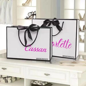 Sacchetti regalo personalizzati con nome, sacchetti regalo con nastro e corda, sacchetti regalo di ringraziamento, sacchetti regalo per damigelle d&#39;onore, sacchetti per addio al nubilato, eleganti sacchetti regalo