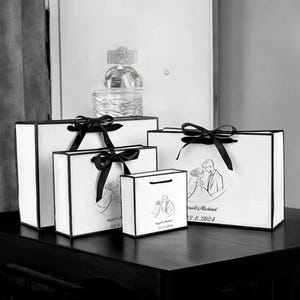 5 sacchetti regalo con nome personalizzato, sacchetti regalo con nastro e corda, sacchetti regalo di ringraziamento, sacchetti regalo di compleanno, sacchetti regalo di nozze, sacchetti regalo per damigelle d&#39;onore