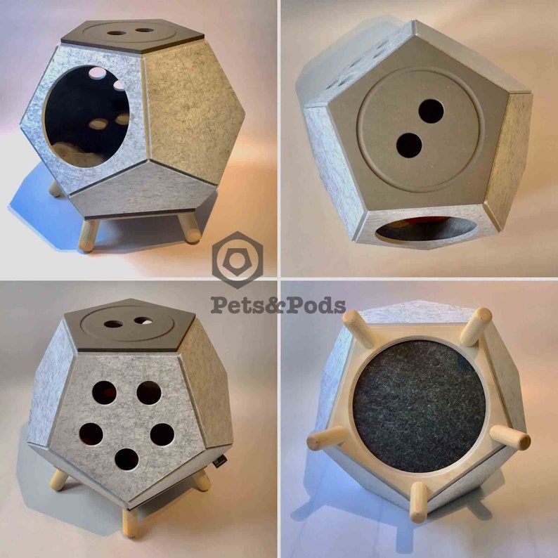 Cool cat cube Designer cat house Modern pet Cat houses Dog houses Modern cat design Cool cat shop Cool dog shop Cool pet shop Cat lovers Marble- Grey Top