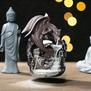 Mystic Dragon Incense Burner – Backflow Waterfall Effect | Zen Decor, Meditation Accessory, Unique Fantasy Gift