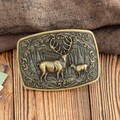 Double Deer Buck Hunter Belt Buckle Wildlife Outdoors Gift Vintage Western 70s Cowboy Accessories product logo