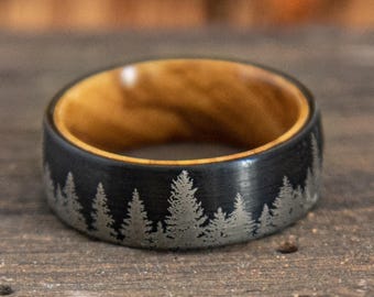 Anello in carburo di tungsteno, rivestimento interno in legno naturale, fede nuziale da uomo bianca e nera, larghezza 8 mm