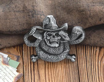 Boucle De Ceinture Skull / Crâne / Tête De Mort - Style Biker USA - Neuve Avec étiquettes