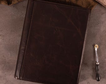 Portafolio de piel personalizado, portadocumentos hecho a mano, regalo de Navidad