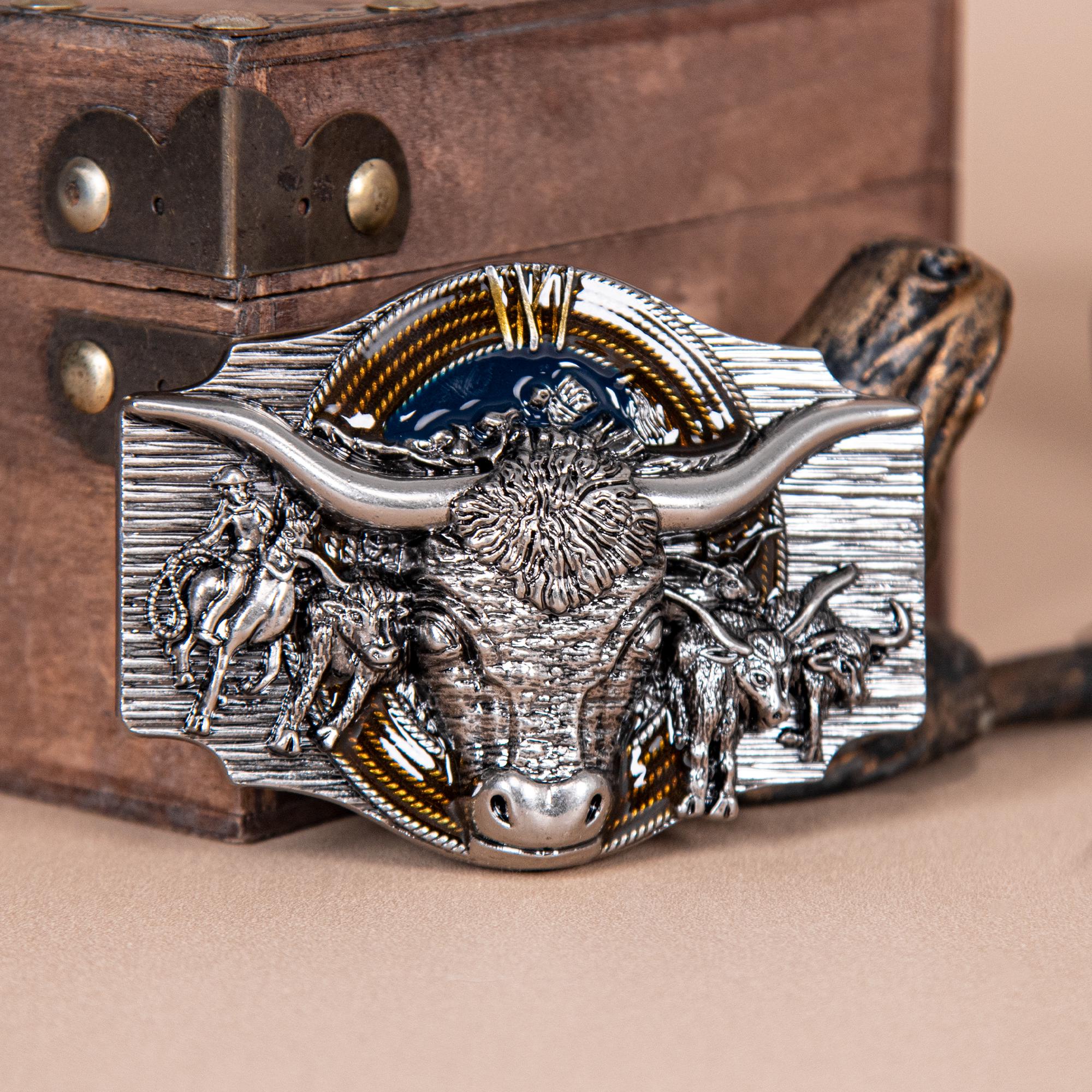 Skull and Crossbones ☠️ Krazy Cow Leather Belt with Camo Design Made in Texas UGA-OS-BOLP-BRCM_1445x.jpg?v=  main image 2