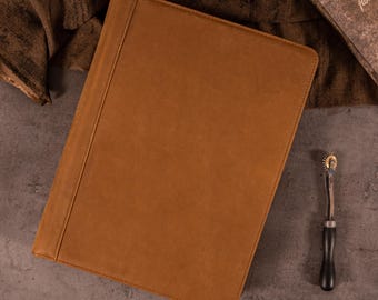 Portafolio de piel personalizado, hecho a mano, con cremallera YKK.