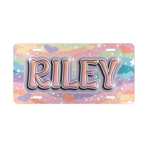RILEY  Personalized Vanity Plate wAirbrush Effect, Custom Car Decor