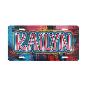 KAILYN Personalized Vanity Plate wAirbrush Effect, Custom Car Decor