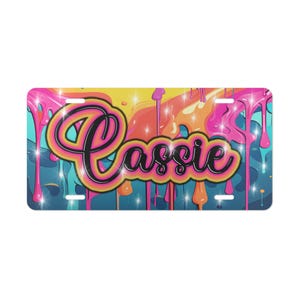 CASSIE  Personalized Vanity Plate wAirbrush Effect, Custom Car Decor