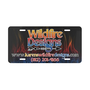 Logo Personalized Vanity Plate wAirbrush Effect, Custom Car Decor