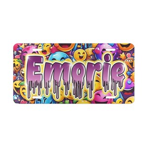 EMORIE Personalized Vanity Plate wAirbrush Effect, Custom Car Decor
