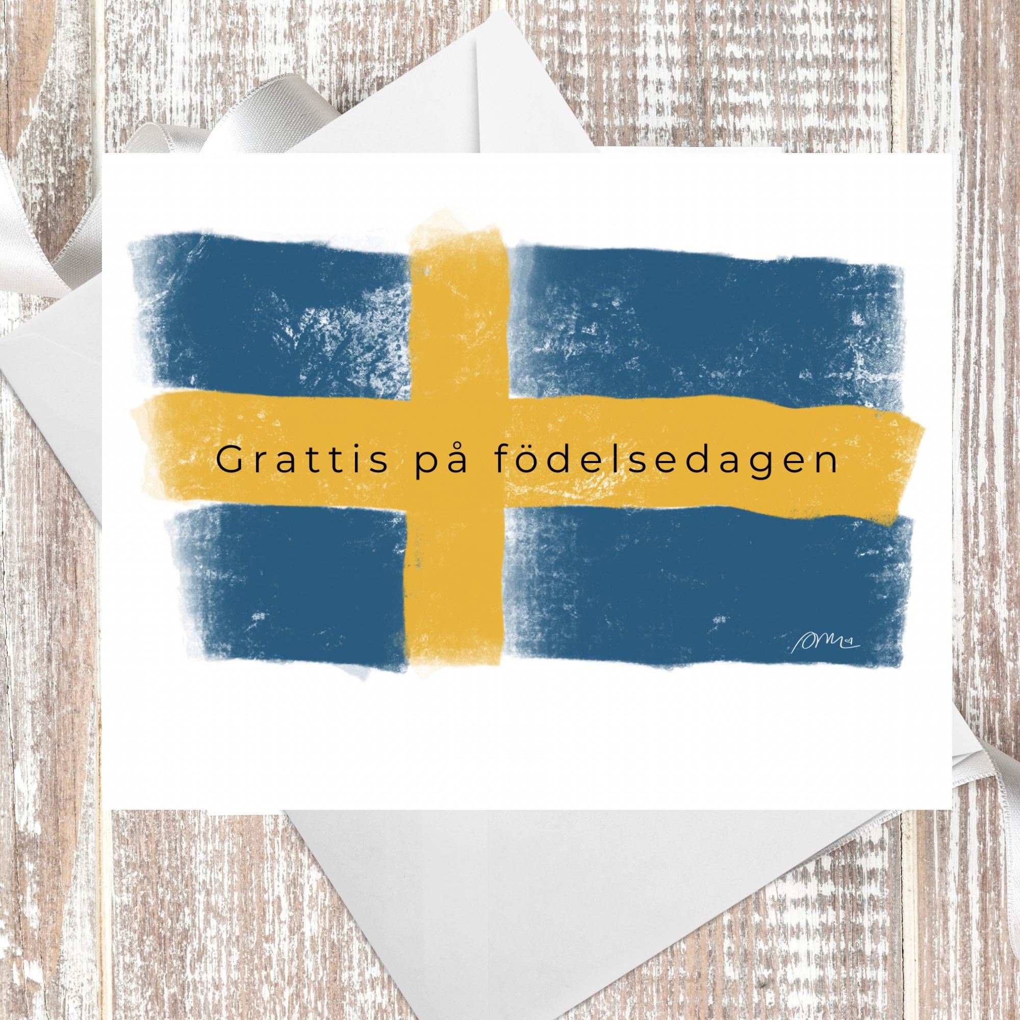Swedish Flag Happy Birthday Greeting Card Grattis På Etsy
