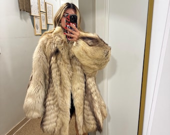 Vintage Natural Fur Coat EU 40 · Soft Luxury  · Elegant European Long Fur Jacket