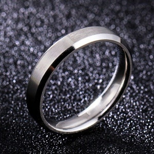 4mm Titanium Stainless Steel Brushed or Polished Band Ring image 3