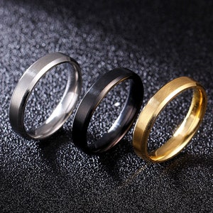 4mm Titanium Stainless Steel Brushed or Polished Band Ring image 1