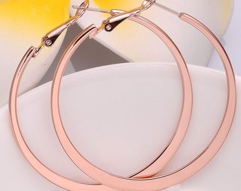 Rose GOLD/Gold/ Silver Filled 53mm Round Hoop Earrings