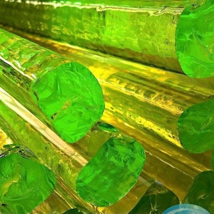 Green ouraline, vaseline glass, uranium glass