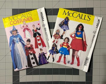 McCall’s Costume Pattern Lot (2) UNCUT Factory Folded – M5954 + M7001 – Misses S-XL (8-22) + Girls 3-8
