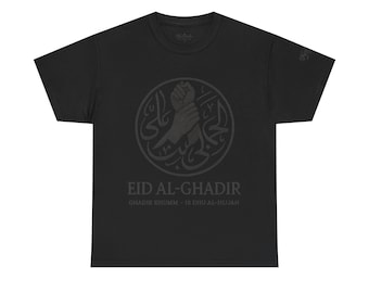 Karbala wątki czarny Eid AL-Ghadir unisex ciężka bawełniana koszulka, szyicki islam Design, Karbala, Muharram, Ya Hussain, szyicki muzułmanin