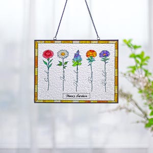 Spersonalizowany bukiet kwiatów z okazji narodzin rodziny, prezent witrażowy – spersonalizowane kwiaty na miesiąc urodzenia