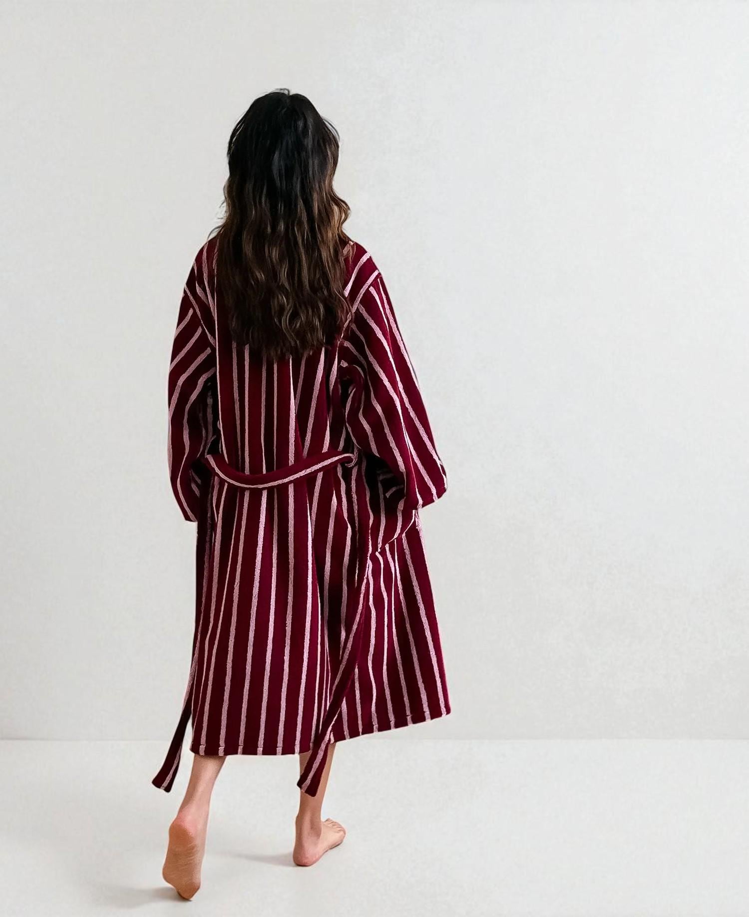 chinese dress ladies Sand Shell Pembroke Stripe Cotton Robe | Small/Medium