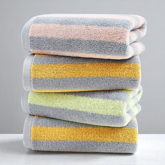 Gestreifte Baumwolle Paar Handtuch Set: Weiches, saugfähiges Bad & Spa Geschenk