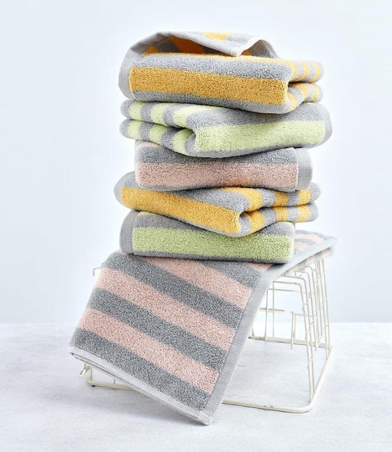 Gestreifte Baumwolle Paar Handtuch Set: Weiches, saugfähiges Bad & Spa Geschenk
