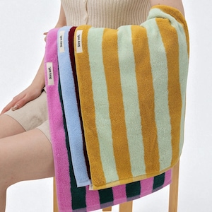 Striped Bath and Face Towel Set: Double Combed Cotton, Elegant Bathroom Decor