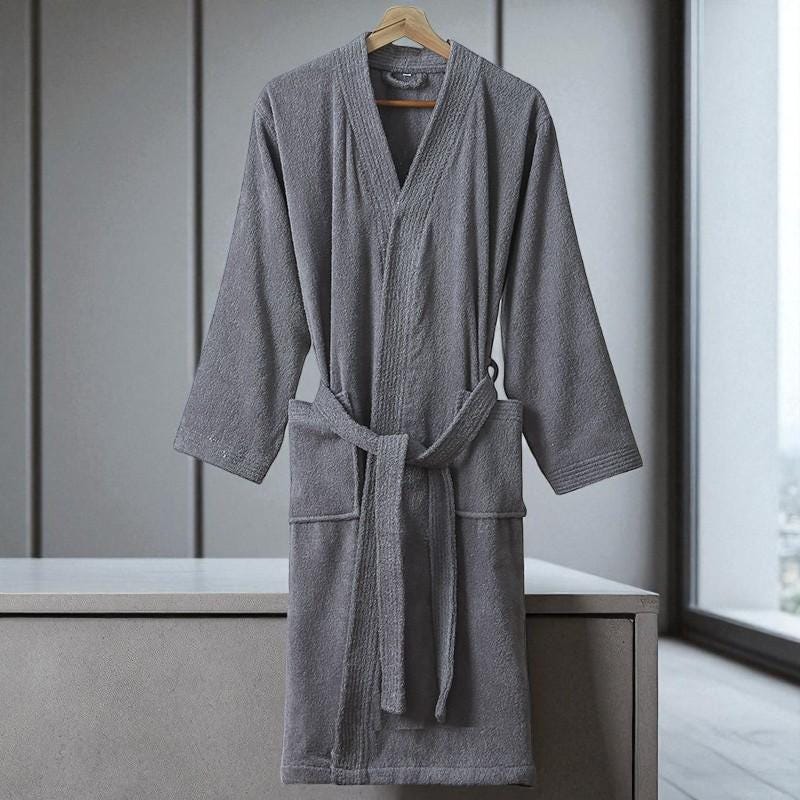 grey cotton waffle dressing gown Air Waffle Robe – Grey