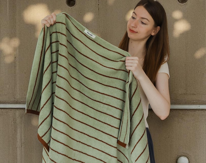 Striped Combed Cotton Towel Set: Absorbent Bath & Face Towels