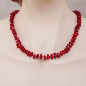 Handmade Red Coral Beaded Necklace: Gemstone Statement Jewelry