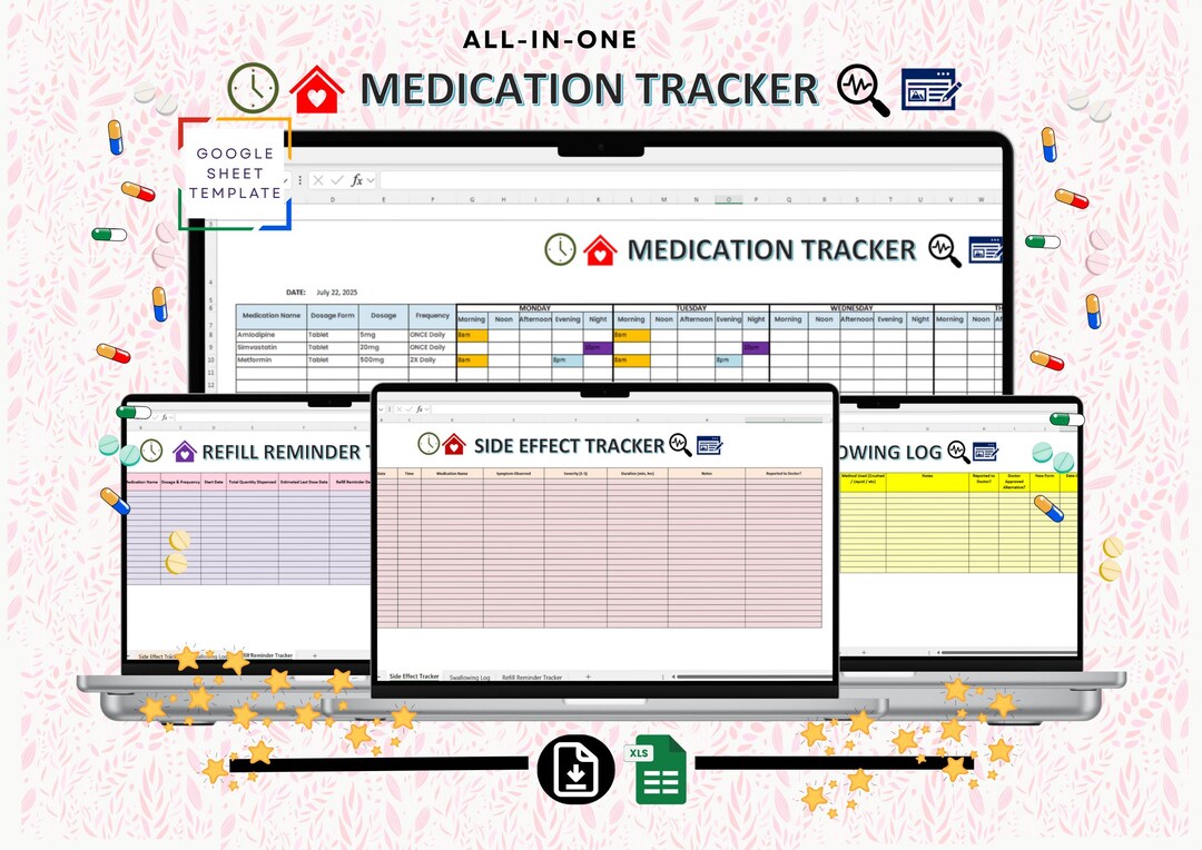 Excel Medication Medication Tracker : All-in-one Spreadsheet | Medication Log | Elderly ...