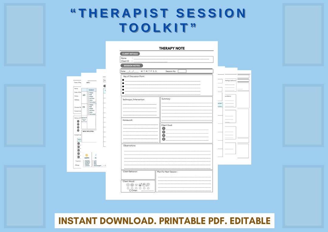 Therapist Printable Toolkit Bundle: Session Notes, Worksheets (canva ...