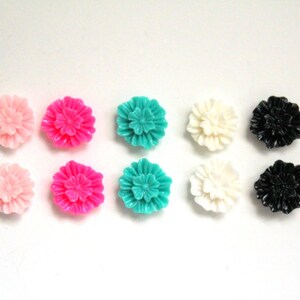 10 pcs Multi Color Cabochons, Resin Cabochons, Resin Flower, Pink Hibsicus, Multi Color Flower, Pink Flower Cabochon, Cabochon Flower