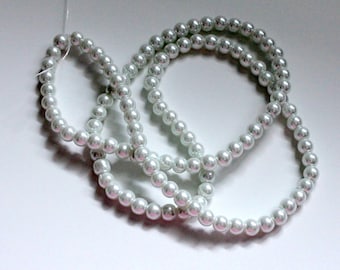 8mm White Glass Pearls, White Pearls, White Beads, Pearl Craft, Strand of Pearls, Wholesale Beads, Wholesale Pearls, Jewelry Making