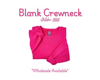 Hot Pink Blank Sweatshirt | Gildan 18000 Blanks | Unisex Blank Sweatshirt | Plain Crewneck | Pullover Plain Crewneck | Wholesale Crewneck