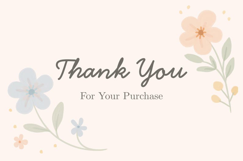 Thank You Card Template | Elegant Watercolor Floral | Soft Pastel ...
