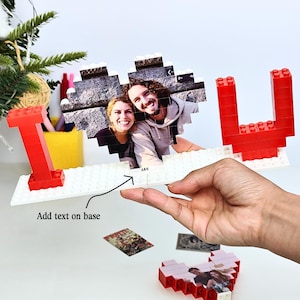 Heart Shape Custom Photo Building Block with Stand, Personalized Picture Building Block, LEGO-Compatible 4K UV Printed Anniversary Keepsake