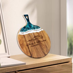 Personalized Acacia Wood Charcuterie Board: Resin Art, Custom Engraved
