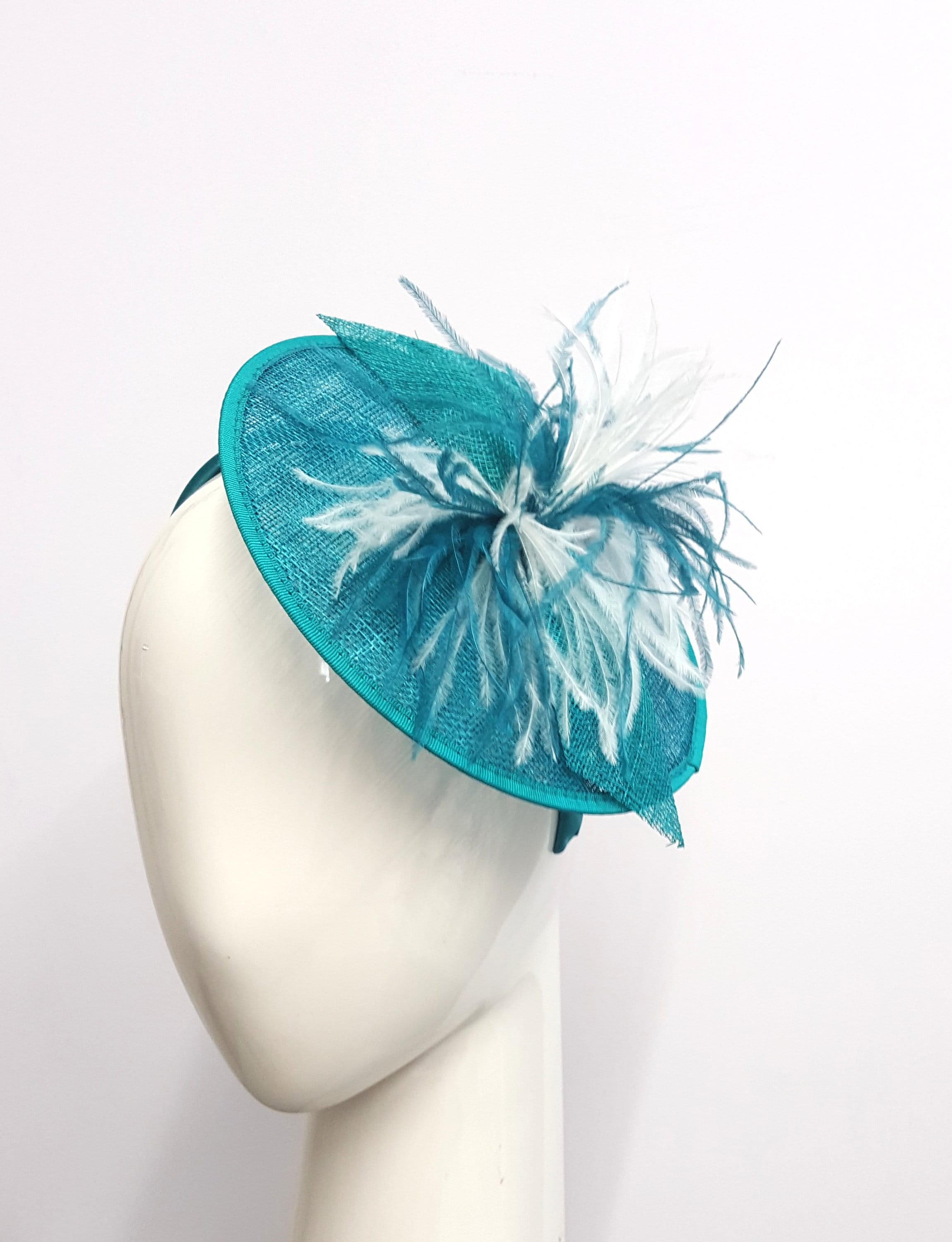 Teal Jade Blue Saucer Fascinator With 