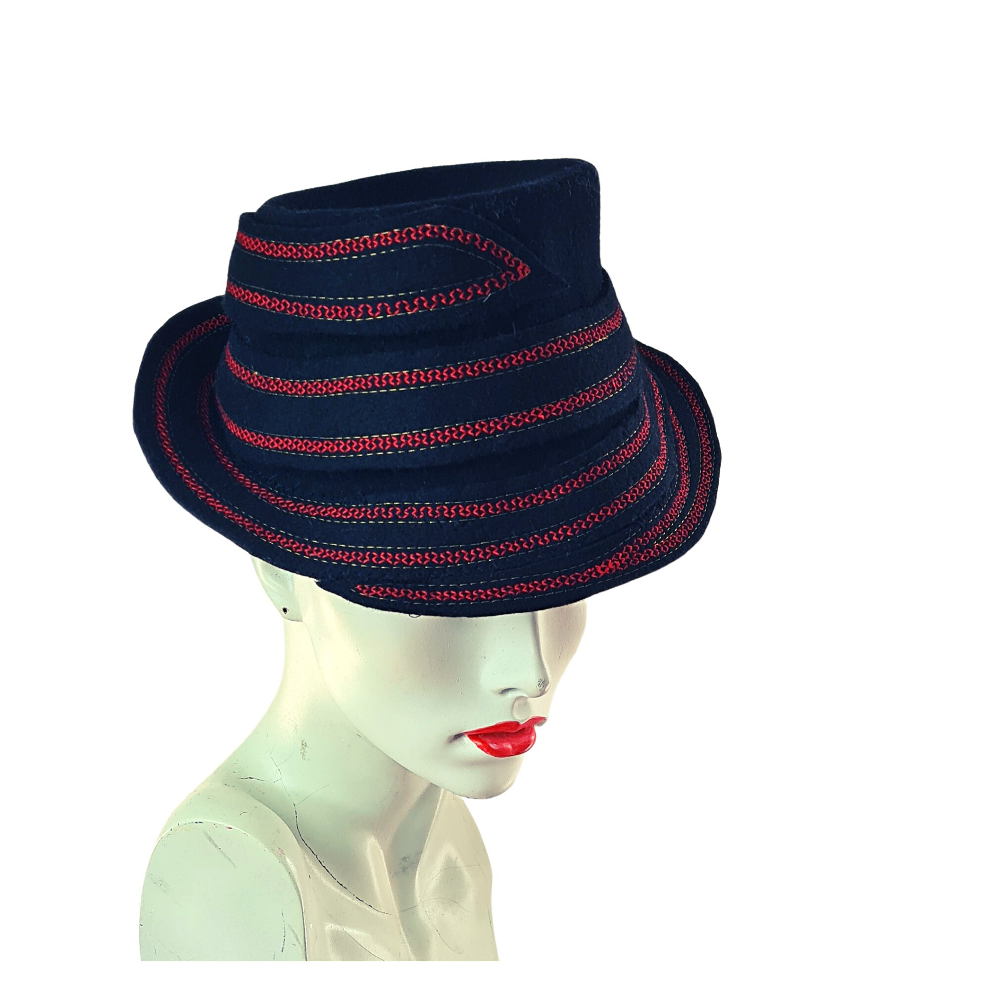 40s Style Black Percher Hat Small 