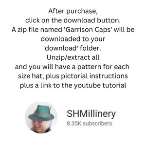 Garrison Cap. Hostess Hat. Soda Jerk cap. PDF hat pattern. 3 sizes, 2 brims. Download with Pictorial instructions, plus YouTube tutorial image 5