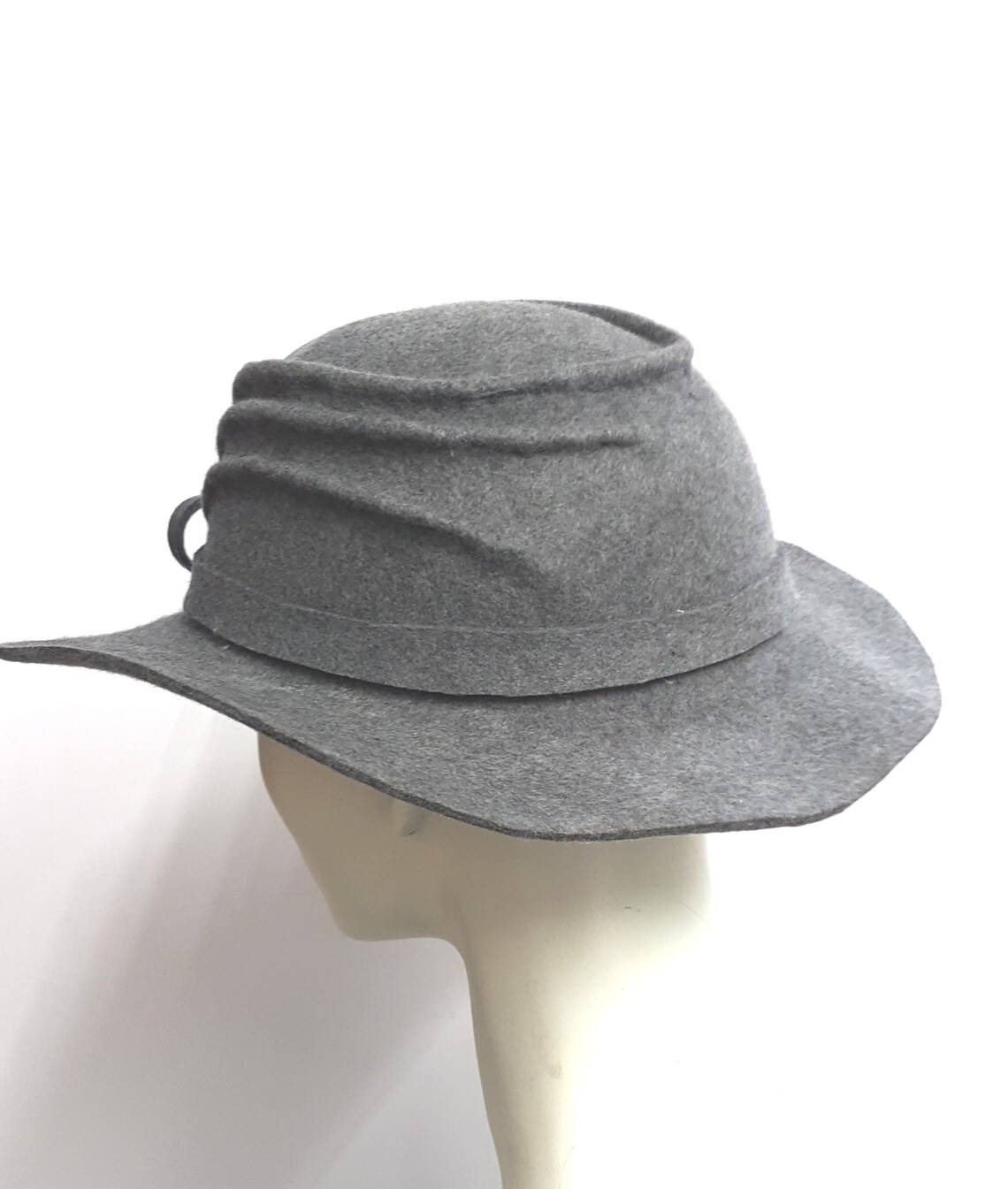 Grey tilt hat 20s 30s vintage style with hand pleating and | Etsy