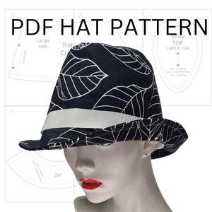 Trilby PDF hat pattern. 3 sizes, small,medium,large. 2 brim styles. Download with Pictorial instructions, plus YouTube tutorial image 2